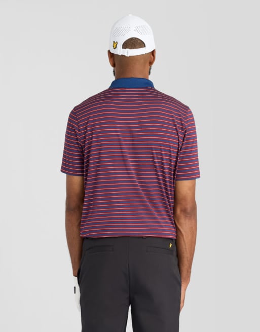Lyle & Scott Ss polo shirts golf striped polo in y191 plum / white, 4 of 6