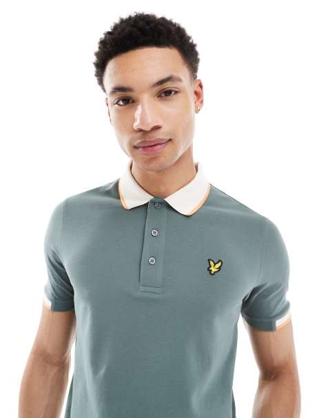 Lyle & Scott Ss polo shirts half tipped polo shirt in x583 green mercurial