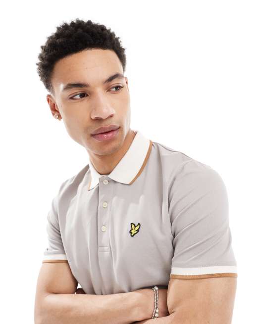 Lyle & Scott Ss polo shirts half tipped polo shirt in x623 pale grey