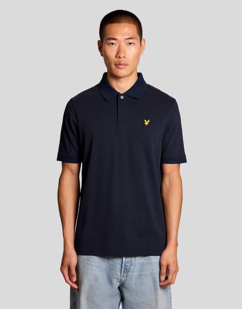 Lyle & Scott Ss polo shirts jacquard collar polo shirt in z271 dark navy - view 1