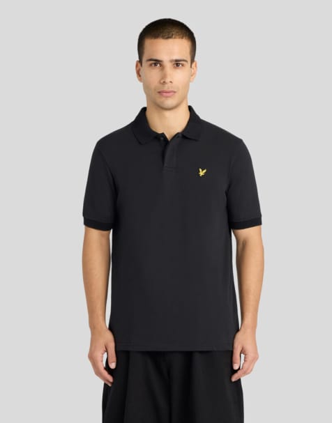 Lyle & Scott Ss polo shirts jacquard collar polo shirt in z865 jet black - view 1