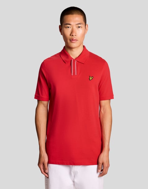 Lyle & Scott Ss polo shirts placket tipped polo shirt in y132 cherry red - view 1