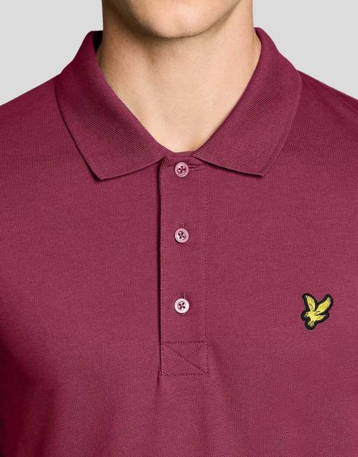 Lyle & Scott Ss polo shirts plain polo shirt in rich burgundy, 3 of 6