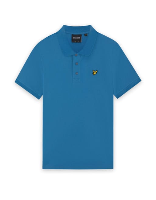Lyle & Scott Ss polo shirts plain polo shirt in w475 yale blue, 5 of 5