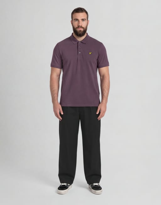 Lyle & Scott Ss polo shirts plain polo shirt in y320 noir plum, 3 of 6