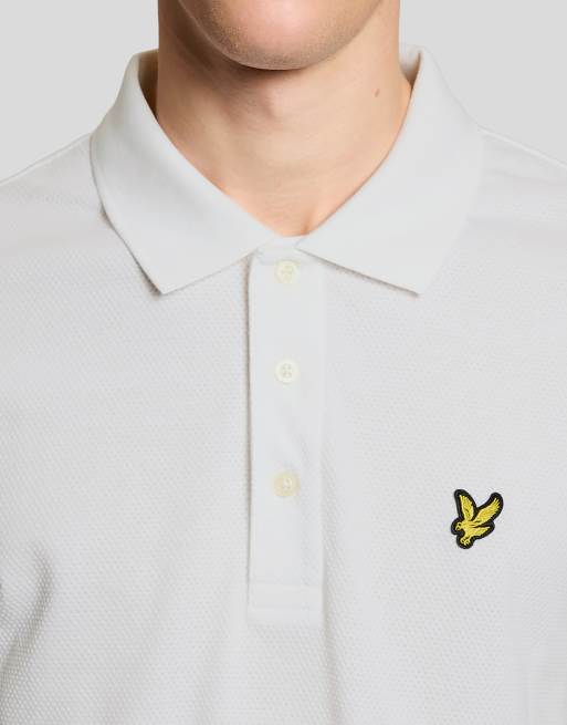 Lyle & Scott Ss polo shirts popcorn jacquard polo shirt in 626 white, 3 of 6