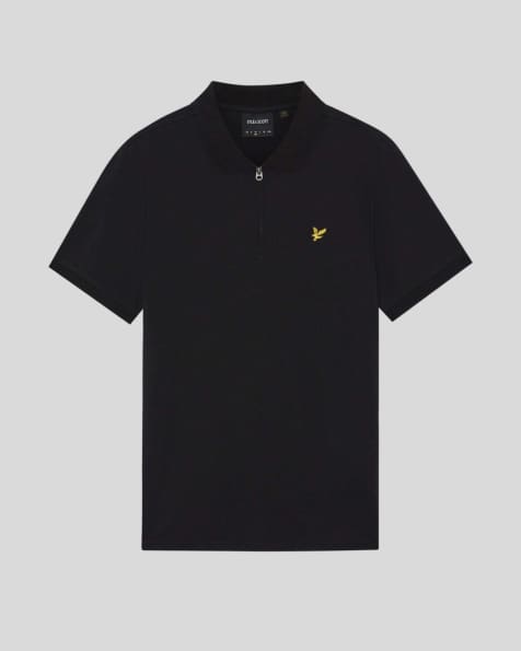 Lyle & Scott Ss polo shirts quarter zip polo shirt in z865 jet black - view 1