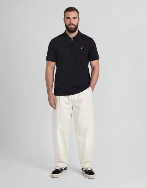 Lyle & Scott Ss polo shirts quarter zip polo shirt in z865 jet black, 4 of 7