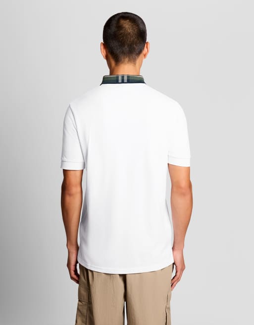 Lyle & Scott Ss polo shirts tartan collar polo shirt in 626 white, 5 of 5