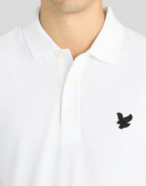 Lyle & Scott Ss polo shirts textured eagle plain polo shirt in 626 white, 3 of 5