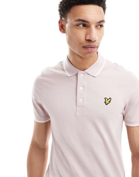 Lyle & Scott Ss polo shirts tipped polo shirt in x645 pink salt/ white - view 1