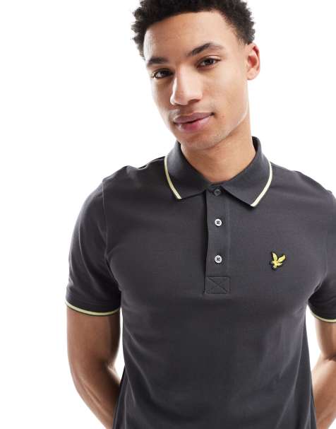 Lyle & Scott Ss polo shirts tipped polo shirt in x735 gunmetal/ steward - view 1