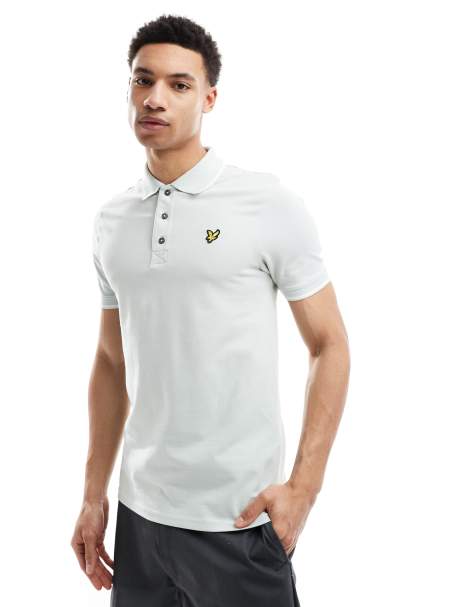 Lyle & Scott Ss polo shirts tipped polo shirt in x742 ambient green/ white - view 1