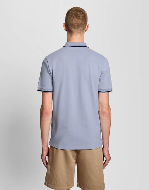 Lyle & Scott Ss polo shirts tipped polo shirt in y164 everglade/ wheat, 4 of 5