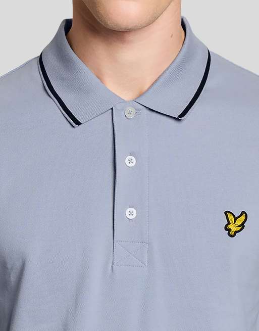 Lyle & Scott Ss polo shirts tipped polo shirt in y164 everglade/ wheat, 5 of 5
