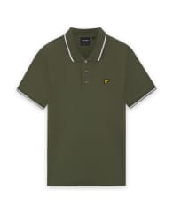 Lyle & Scott Ss polo shirts tipped polo shirt in y325 true olive/ white