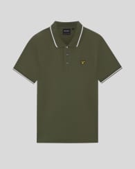 Lyle & Scott Ss polo shirts tipped polo shirt in y325 true olive/ white