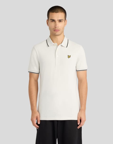 Lyle & Scott Ss polo shirts tipped polo shirt in y327 glacier grey/ jet black - view 1