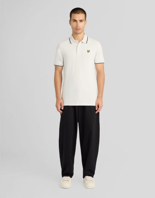 Lyle & Scott Ss polo shirts tipped polo shirt in y327 glacier grey/ jet black, 2 of 6