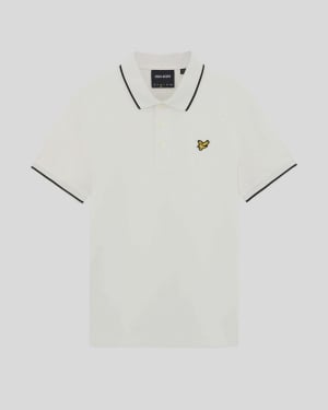 Lyle & Scott Ss polo shirts tipped polo shirt in y327 glacier grey/ jet black