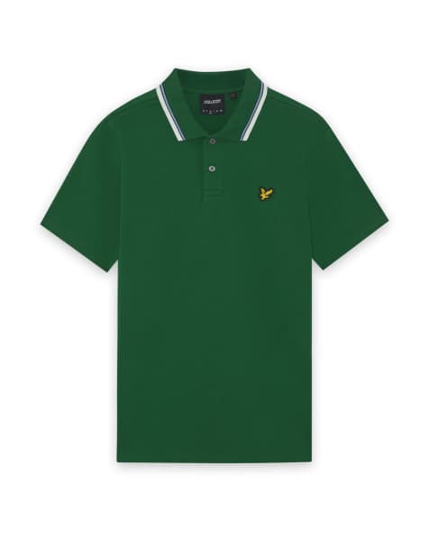 Lyle & Scott Ss polo shirts tipped track polo shirt in y295 clover green - view 1