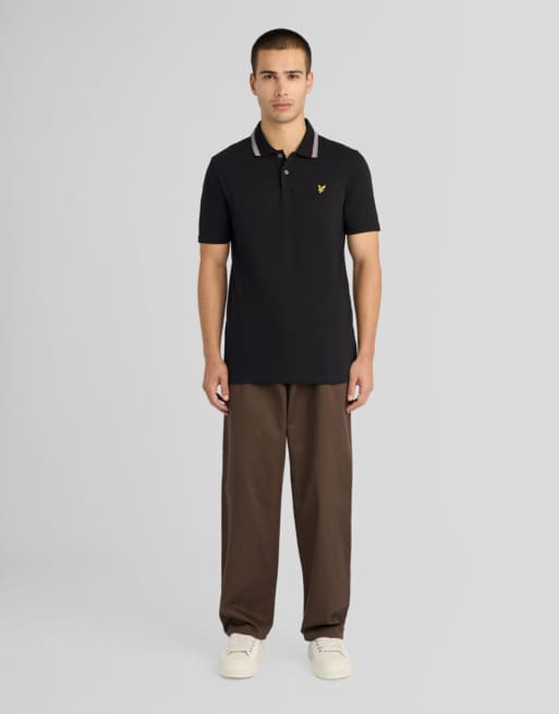 Lyle & Scott Ss polo shirts tipped track polo shirt in z865 jet black, 2 of 6