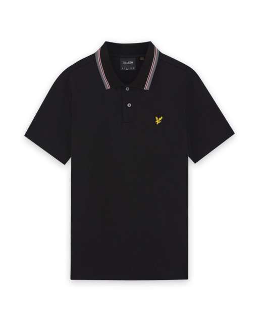 Lyle & Scott Ss polo shirts tipped track polo shirt in z865 jet black, 5 of 6