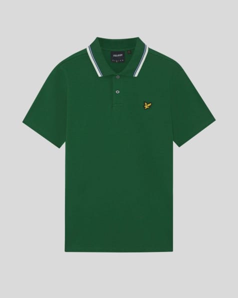 Lyle & Scott Ss polo shirts track tipped polo shirt in y295 clover green - view 1
