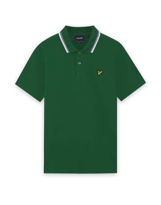 Lyle & Scott Ss polo shirts track tipped polo shirt in y295 clover green, 6 of 6