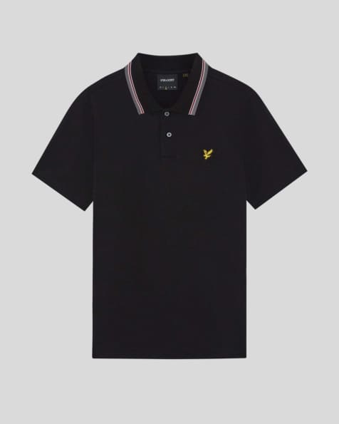 Lyle & Scott Ss polo shirts track tipped polo shirt in z865 jet black - view 1