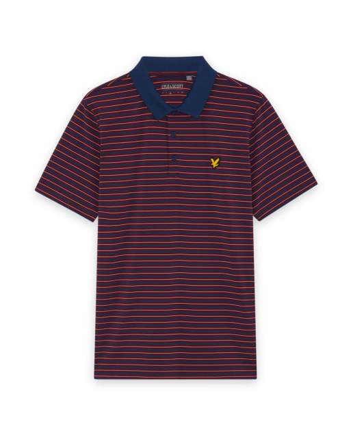 Lyle & Scott Ss Polohemd Golf gestreiftes Polo in y191 plum / white, 5 von 6