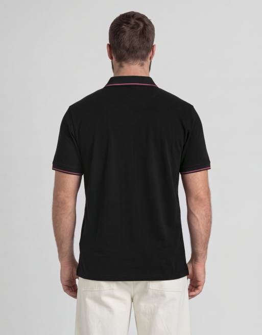 Lyle & Scott Ss Polohemd mit Kontraststreifen in y326 Jet Black/Pink Flare, 5 von 7