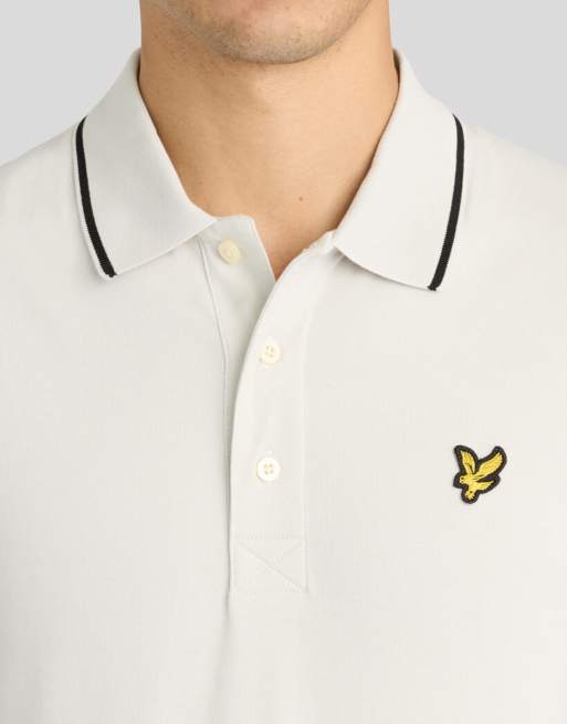 Lyle & Scott Ss poloshirt met gekleurde rand in y327 glacier grey/ jet black, 3 van 6