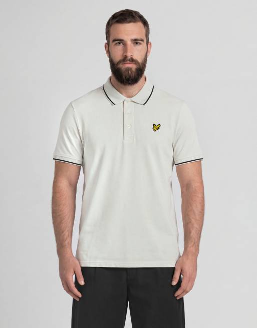 Lyle & Scott Ss poloshirt met gekleurde rand in y327 glacier grey/ jet black, 4 van 7