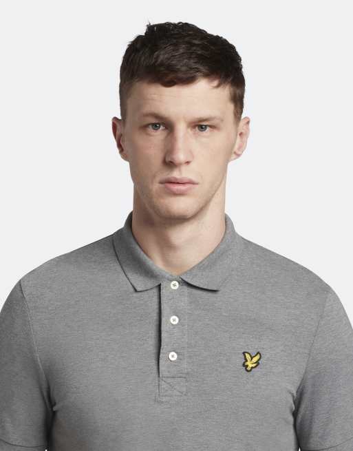Lyle & Scott Ss poloshirts effen poloshirt in t28 middengrijs gemêleerd, 5 van 7