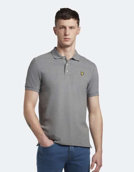 Lyle & Scott Ss poloshirts effen poloshirt in t28 middengrijs gemêleerd, 7 van 7