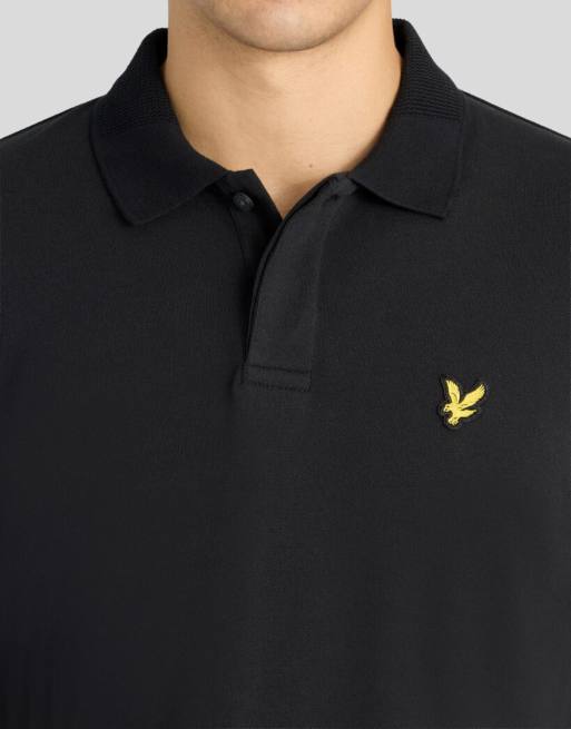 Lyle & Scott Ss poloshirts jacquard kraag poloshirt in z865 jet black, 3 van 6