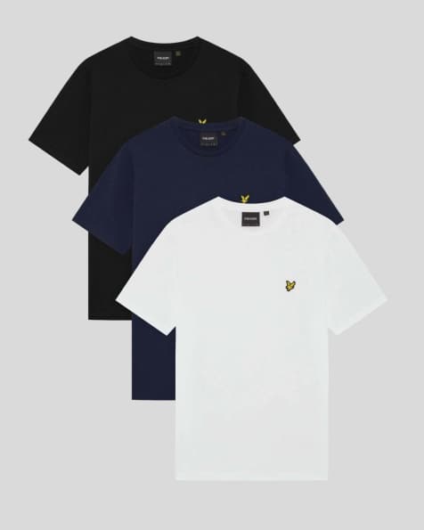 Lyle & Scott Ss t-shirts 3-pack plain t-shirt in x996 jet black/ navy/ white - view 1