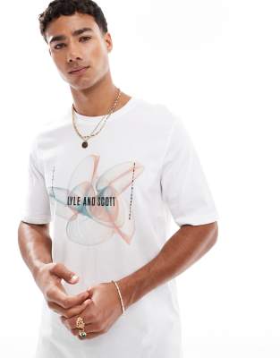 Lyle & Scott Ss t-shirts 3d line graphic t-shirt in x739 white/ kinetic orange - view 1