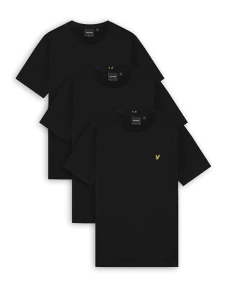 Lyle & Scott Ss t-shirts basic 3 pack t-shirt in z865 jet black - view 1