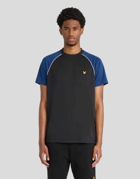 Lyle & Scott Ss t-shirts blocked t-shirt in y365 jet black/ navy peony - view 1