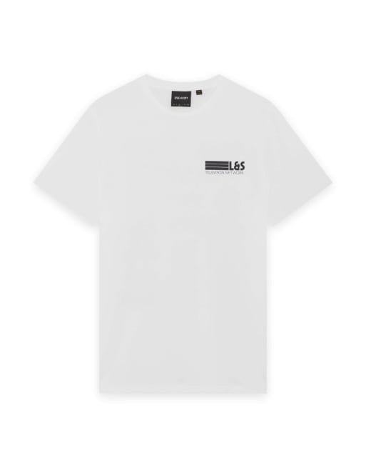 Lyle & Scott Ss t-shirts broadcaster graphic t-shirt in 626 white, 5 of 6