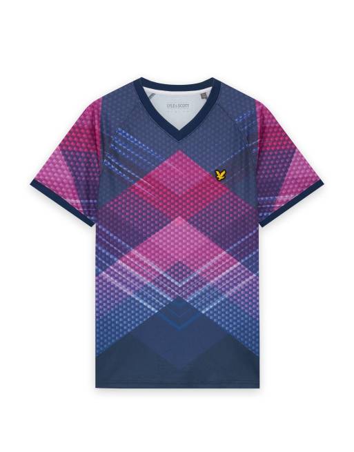 Lyle & Scott Ss t-shirts chevron printed football t-shirt in x856 navy peony, 5 of 6