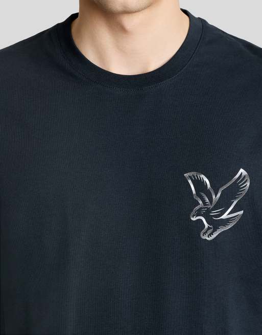 Lyle & Scott Ss t-shirts chrome eagle graphic t-shirt in w403 dark navy/ white, 5 of 7