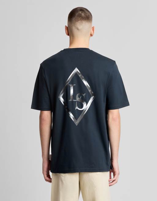 Lyle & Scott Ss t-shirts chrome eagle graphic t-shirt in w403 dark navy/ white, 6 of 7