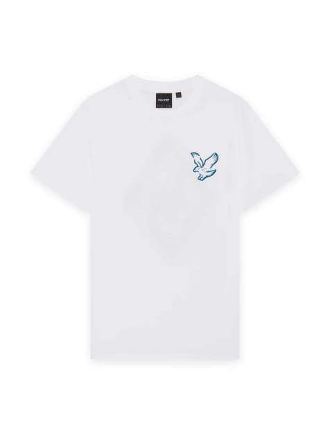 Lyle & Scott Ss t-shirts chrome eagle graphic t-shirt in y197 white/ lagoon - view 1