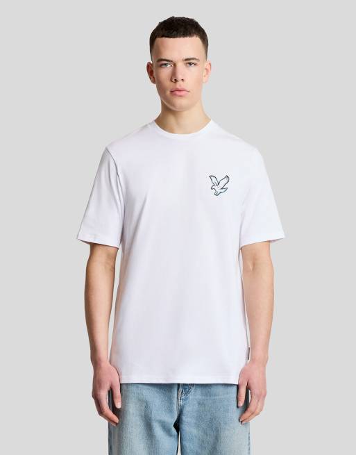 Lyle & Scott Ss t-shirts chrome eagle graphic t-shirt in y197 white/ lagoon, 3 of 7