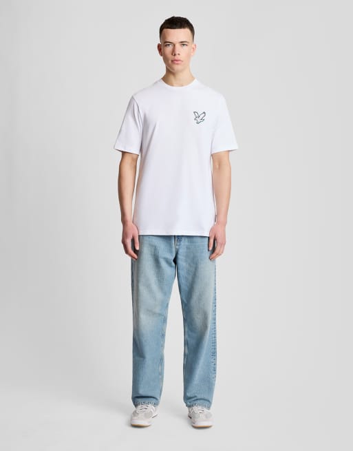 Lyle & Scott Ss t-shirts chrome eagle graphic t-shirt in y197 white/ lagoon, 4 of 7