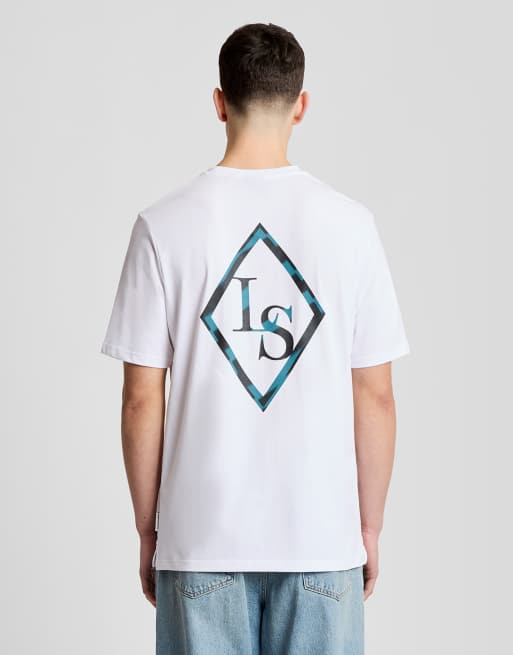 Lyle & Scott Ss t-shirts chrome eagle graphic t-shirt in y197 white/ lagoon, 6 of 7
