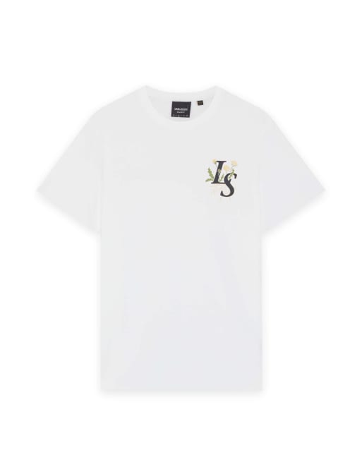 Lyle & Scott Ss t-shirts dandelion script graphic t-shirt in 626 white, 4 of 5